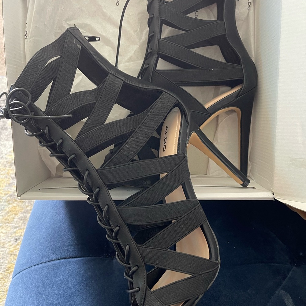 Aldo Black Strappy Heels for Women